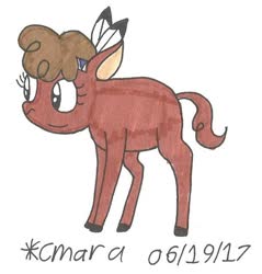 Size: 634x662 | Tagged: safe, artist:cmara, little strongheart, bison, buffalo, g4, female, solo, traditional art