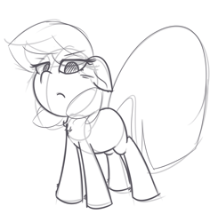 Size: 808x825 | Tagged: safe, artist:zzzsleepy, earth pony, pony, chest fluff, disappointed, ear fluff, female, mare, monochrome, sketch, solo