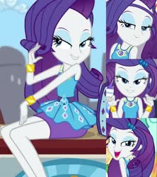 Size: 2568x2896 | Tagged: safe, edit, screencap, rarity, best trends forever, camping must-haves, do it for the ponygram!, equestria girls, equestria girls series, g4, my little pony equestria girls: rollercoaster of friendship, adorasexy, bedroom eyes, bracelet, clothes, cropped, cute, eyeshadow, high res, jewelry, legs, lidded eyes, lip bite, looking at you, makeup, pencil skirt, rarity peplum dress, sexy, sitting, skirt