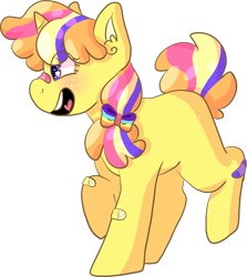Size: 1024x1146 | Tagged: safe, artist:usagi-kinnie, oc, oc only, oc:starbright, pony, unicorn, bandaid, bandaid on nose, blank flank, female, freckles, heart, heart tongue, mare, open mouth, simple background, solo, starry eyes, tongue out, transparent background, wingding eyes
