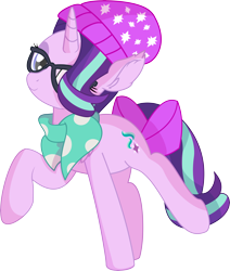 Size: 5928x6982 | Tagged: safe, artist:cyanlightning, starlight glimmer, pony, unicorn, g4, .svg available, absurd resolution, beanie, bow, chest fluff, clothes, ear fluff, female, glasses, hat, hipster, lidded eyes, mare, scarf, simple background, solo, tail bow, transparent background, vector