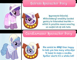 Size: 615x484 | Tagged: safe, gameloft, idw, evening stroll, indigo wax, paraviolet, earth pony, pony, g4, spoiler:comic, bio, clothes, dress, duo, female, game screencap, glasses, hat, introduction card, looking at you, mare, purple, stars