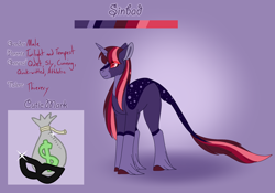 Size: 3500x2454 | Tagged: safe, artist:nobleclay, oc, oc only, oc:sinbad, pony, unicorn, high res, magical lesbian spawn, male, offspring, parent:tempest shadow, parent:twilight sparkle, parents:tempestlight, solo, stallion