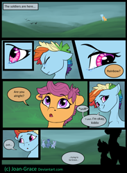 Size: 1100x1500 | Tagged: safe, artist:joan-grace, rainbow dash, scootaloo, pegasus, pony, g4, comic, crying, duo, female, mare