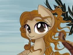 Size: 1600x1200 | Tagged: safe, artist:janelearts, pegasus, pony, aphrodite, big eyes, ponified, solo, tree branch, wind