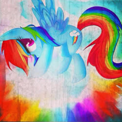 Size: 612x612 | Tagged: safe, artist:koyukiiiyamada, rainbow dash, pegasus, pony, g4, awesome, backwards cutie mark, cool, female, mare, sonic rainboom, wings