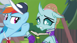 Size: 1920x1080 | Tagged: safe, screencap, ocellus, rainbow dash, pony, 2 4 6 greaaat, g4, my little pony: friendship is magic, book, coach rainbow dash