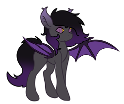 Size: 1994x1667 | Tagged: safe, artist:mimicryfluffoarts, oc, oc only, oc:blackmour, bat pony, pony, dyed mane, dyed tail, eyeshadow, makeup, male, simple background, slit pupils, solo, stallion, transparent background, trap, wings