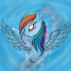 Size: 800x800 | Tagged: safe, artist:diamond star, rainbow dash, pegasus, pony, g4, bust, female, mare, solo, spread wings, wings