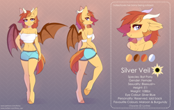 Size: 5000x3156 | Tagged: safe, artist:fensu-san, oc, oc:silver veil, bat pony, anthro, bat pony oc, clothes, female, horn, horns, reference sheet, wings