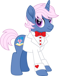 Size: 1250x1600 | Tagged: safe, artist:cloudy glow, oc, oc only, oc:azure/sapphire, pony, unicorn, clothes, cute, cutie mark, handsome, necktie, simple background, smiling, solo, suit, transparent background