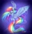 Size: 1920x2090 | Tagged: safe, artist:spectrasus, rainbow dash, pegasus, pony, g4, deviantart watermark, female, flying, long mane, long tail, mare, obtrusive watermark, smiling, solo, watermark, wings