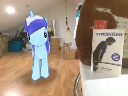 Size: 2046x1536 | Tagged: safe, edit, editor:topsangtheman, gameloft, minuette, pony, unicorn, g4, augmented reality, irl, looking at you, photo