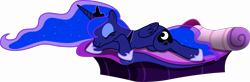 Size: 17550x5750 | Tagged: safe, artist:cencerberon, princess luna, alicorn, pony, g4, .svg available, absurd resolution, bed, eyes closed, female, mare, show accurate, simple background, sleeping, solo, transparent background, vector