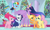 Size: 2992x1800 | Tagged: safe, artist:pink-soul27, applejack, fluttershy, pinkie pie, princess flurry heart, rainbow dash, rarity, twilight sparkle, alicorn, earth pony, pegasus, pony, unicorn, g4, the last problem, backwards cutie mark, mane six, older, older applejack, older fluttershy, older mane six, older pinkie pie, older rainbow dash, older rarity, older twilight, older twilight sparkle (alicorn), princess twilight 2.0, stained glass, twilight sparkle (alicorn)