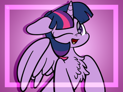 Size: 2560x1920 | Tagged: dead source, safe, artist:php142, twilight sparkle, alicorn, pony, g4, chest fluff, cute, female, gradient background, high res, mare, one eye closed, open mouth, purple background, simple background, solo, twiabetes, twilight sparkle (alicorn), wink