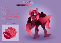 Size: 3500x2454 | Tagged: safe, artist:nobleclay, oc, oc only, oc:dark kiss, pegasus, pony, female, high res, magical lesbian spawn, mare, offspring, parent:tempest shadow, parent:twilight sparkle, parents:tempestlight, reference sheet, solo