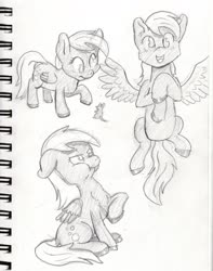 Size: 1280x1621 | Tagged: safe, artist:lost marbles, derpy hooves, pegasus, pony, rat, g4, pencil drawing, traditional art