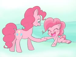 Size: 640x480 | Tagged: safe, artist:yakieringi014, pinkie pie, earth pony, pony, g4, g4.5, my little pony: pony life, too many pinkie pies, female, generational ponidox, holding hooves, mare, mirror pool