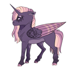 Size: 3228x3000 | Tagged: safe, artist:venommocity, oc, oc only, oc:cassiopeia, alicorn, pony, alternate design, female, high res, magical lesbian spawn, mare, offspring, parent:tempest shadow, parent:twilight sparkle, parents:tempestlight, simple background, solo, transparent background