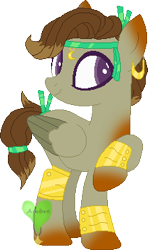 Size: 212x359 | Tagged: safe, artist:ambroiseaesthetic, oc, oc only, oc:spirit sparrow, pegasus, pony, ear piercing, earring, female, headband, jewelry, mare, markings, piercing, pirate, raised hoof, simple background, solo, tail wrap, transparent background, watermark, wristband