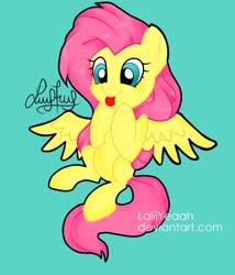 Size: 1024x1199 | Tagged: safe, artist:laliiyeaah, fluttershy, pegasus, pony, g4, :p, blue background, cute, female, mare, shyabetes, simple background, solo, spread wings, tongue out, wings