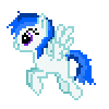 Size: 100x100 | Tagged: safe, artist:theironheart, oc, oc only, oc:electra beats, pegasus, pony, animated, base used, female, flying, gif, mare, pegasus oc, pixel art, simple background, smiling, solo, transparent background, wings