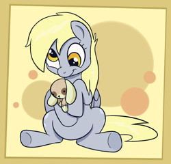 Size: 1330x1278 | Tagged: safe, artist:cookieboy011, derpy hooves, pegasus, pony, g4, cute, derpabetes, doll, female, mare, precious peter paddy paws, solo, sweet dreams fuel, toy