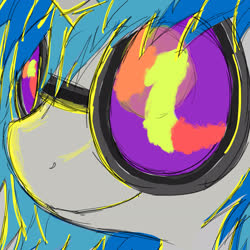 Size: 2048x2048 | Tagged: safe, artist:feather-red, artist:scoot0i0i08, dj pon-3, vinyl scratch, pony, unicorn, g4, close-up, female, gray background, high res, simple background, smiling, solo, vinyl's glasses