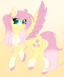 Size: 3000x3600 | Tagged: safe, artist:tomboygirl45, fluttershy, pony, g4, alternate design, chest fluff, cute, female, high res, shyabetes, solo, two toned wings, wings