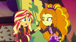 Size: 1920x1080 | Tagged: safe, screencap, adagio dazzle, sunset shimmer, equestria girls, equestria girls series, g4, sunset's backstage pass!, spoiler:eqg series (season 2), female, geode of empathy, magical geodes, music festival outfit