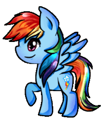 Size: 277x332 | Tagged: safe, artist:ame-baki, rainbow dash, pegasus, pony, g4, animated, blinking, cute, dashabetes, female, gif, mare, raised hoof, simple background, smiling, solo, spread wings, transparent background, wings