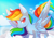 Size: 2480x1748 | Tagged: safe, artist:ame-baki, rainbow dash, pegasus, pony, g4, cloud, colored pupils, female, looking at you, mare, on a cloud, sky, smiling, smirk, spread wings, standing on a cloud, wings