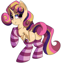 Size: 1280x1303 | Tagged: safe, artist:rainbowtashie, oc, oc:princess young heart, alicorn, pony, adorable face, alicorn oc, alicorn princess, butt, clothes, commissioner:bigonionbean, cute, cutie mark, cutie mark crusaders, flank, fusion, fusion:apple bloom, fusion:dinky hooves, fusion:scootaloo, fusion:sweetie belle, horn, meme, plot, seductive pose, socks, striped socks, sultry pose, the ass was fat, the ultimate cutie mark crusader