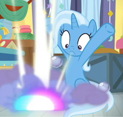 Size: 1128x1080 | Tagged: safe, screencap, trixie, pony, unicorn, a horse shoe-in, g4, belly, cropped, female, horn, mare, solo