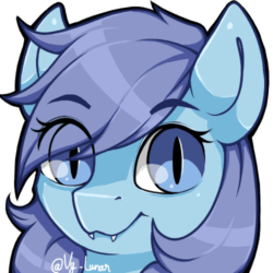 Size: 500x500 | Tagged: safe, artist:helithusvy, oc, oc only, oc:nightlight charm, bat pony, pony, animated, bat pony oc, blinking, commission, cute, cute little fangs, fangs, looking at you, simple background, slit pupils, solo, white background