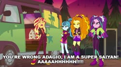 Size: 888x499 | Tagged: safe, edit, edited screencap, screencap, adagio dazzle, aria blaze, sonata dusk, sunset shimmer, equestria girls, equestria girls specials, g4, my little pony equestria girls: better together, my little pony equestria girls: sunset's backstage pass, disguise, disguised siren, dragon ball, dragon ball z, female, meme