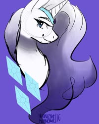 Size: 750x937 | Tagged: artist needed, source needed, safe, rarity, pony, unicorn, g4, bust, cutie mark, female, g5 concept leaks, gradient mane, jewelry, mare, rarity (g5 concept leak), redesign, simple background, sketch, solo, tiara