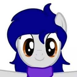 Size: 370x370 | Tagged: artist needed, safe, oc, oc only, oc:yanel love, pegasus, pony, bust, clothes, female, looking at you, mare, portrait, scarf, simple background, smiling, solo, white background