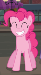 Size: 441x800 | Tagged: safe, screencap, pinkie pie, earth pony, pony, g4, the gift of the maud pie, cropped, cute, diapinkes, eyes closed, female, mare, smiling, solo