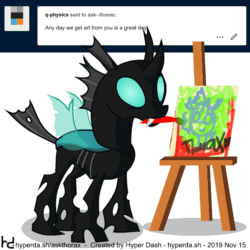 Size: 1000x1000 | Tagged: safe, artist:hyper dash, thorax, changeling, ask thorax, g4, animated, ask, cute, male, solo, thorabetes, tumblr, wings