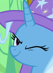 Size: 536x744 | Tagged: safe, screencap, trixie, pony, g4, no second prances, cropped, female, one eye closed, solo, wink