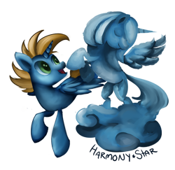 Size: 512x498 | Tagged: safe, artist:vivifx, oc, oc only, oc:corona muse, oc:harmony star, alicorn, pony, alicorn oc, cloud, cloud sculpting, craft, horn, male, sculpture, simple background, solo, stallion, transparent background