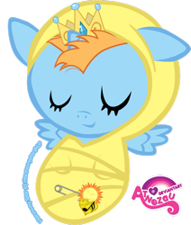 Size: 800x942 | Tagged: safe, artist:atnezau, part of a set, oc, oc only, oc:harmony star, alicorn, pony, alicorn oc, baby, baby alicorn, baby pony, crown, cutie mark, eyes closed, horn, jewelry, male, regalia, safety pin, simple background, sleeping, solo, spread wings, transparent background, wings