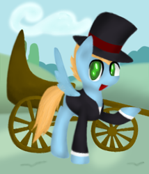 Size: 600x700 | Tagged: safe, artist:idsmehlite, oc, oc only, oc:harmony star, pony, carriage, hat, solo, top hat
