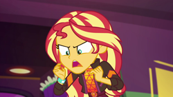 Size: 1920x1080 | Tagged: safe, screencap, sunset shimmer, equestria girls, equestria girls series, g4, sunset's backstage pass!, spoiler:eqg series (season 2), female, geode of empathy, magical geodes, music festival outfit, solo