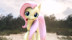 Size: 3840x2160 | Tagged: safe, artist:freasaloz, fluttershy, pony, g4, 3d, cute, female, flower, high res, looking at you, mouth hold, rose, shyabetes, solo, source filmmaker