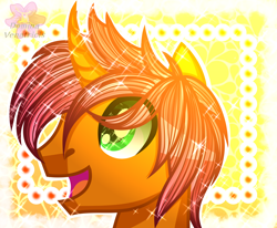 Size: 2660x2190 | Tagged: safe, artist:domina-venatricis, oc, oc only, oc:alex, pony, unicorn, bust, curved horn, high res, horn, male, portrait, solo, stallion