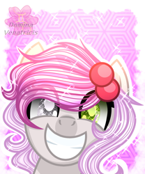 Size: 2160x2600 | Tagged: safe, artist:domina-venatricis, oc, oc only, oc:mercedes, pony, bust, female, happy, heterochromia, high res, mare, portrait, solo