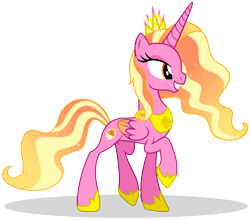 Size: 1816x1600 | Tagged: safe, artist:mlptmntdisneykauane, luster dawn, alicorn, pony, g4, alicornified, alternate universe, base used, colored wings, concave belly, crown, female, gradient mane, gradient wings, jewelry, lustercorn, race swap, raised hoof, regalia, simple background, slender, solo, thin, transparent background, wings